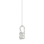 LADIES SOLITAIRE PENDANT WITH CHAIN 1CT PRINCESS DIAMOND 14K WHITE GOLD - Image 2