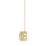 LADIES SOLITAIRE PENDANT WITH UNDER-PASS CHAIN 1 1/2CT ROUND DIAMOND 14K YELLOW GOLD - Image 2