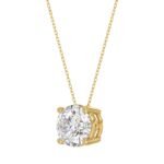 LADIES SOLITAIRE PENDANT WITH UNDER-PASS CHAIN 2 1/2CT ROUND DIAMOND 14K YELLOW GOLD - Image 3