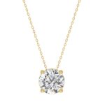LADIES SOLITAIRE PENDANT WITH UNDER-PASS CHAIN 2.00CT ROUND DIAMOND 14K YELLOW GOLD
