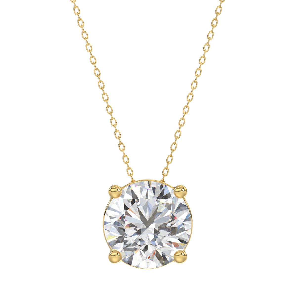 LADIES SOLITAIRE PENDANT WITH UNDER-PASS CHAIN 4CT ROUND DIAMOND 14K YELLOW GOLD 1 LADIES SOLITAIRE PENDANT WITH UNDER-PASS CHAIN 4CT ROUND DIAMOND 14K YELLOW GOLD - Image 1