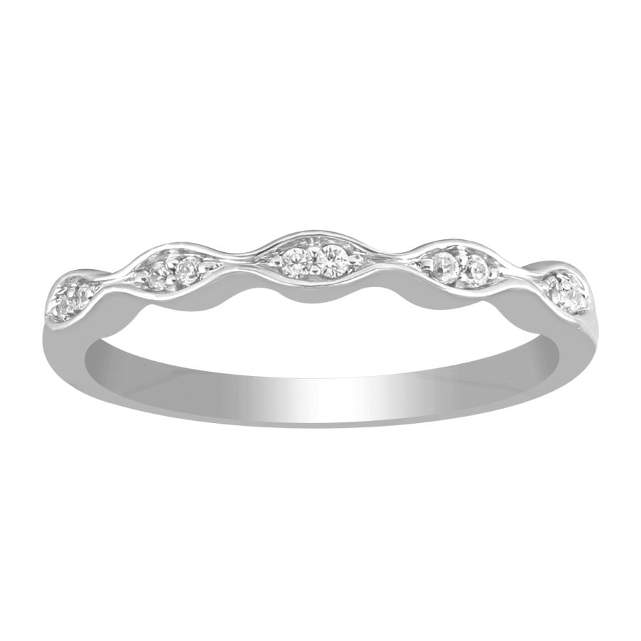 LADIES BAND 0.07CT ROUND DIAMOND 10K WHITE GOLD 1 LADIES BAND 0.07CT ROUND DIAMOND 10K WHITE GOLD - Image 1