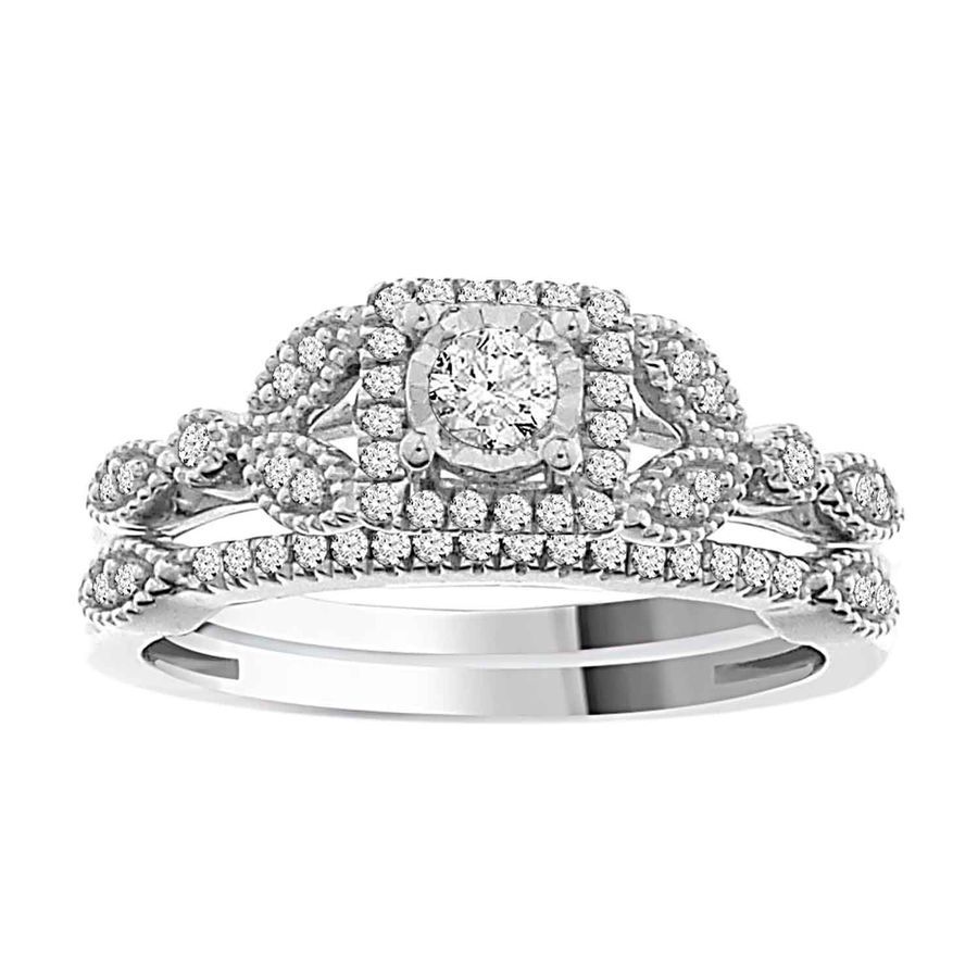 LADIES ENGAGEMENT RING 0.20CT ROUND DIAMOND 10K WHITE GOLD 1 LADIES ENGAGEMENT RING 0.20CT ROUND DIAMOND 10K WHITE GOLD - Image 1