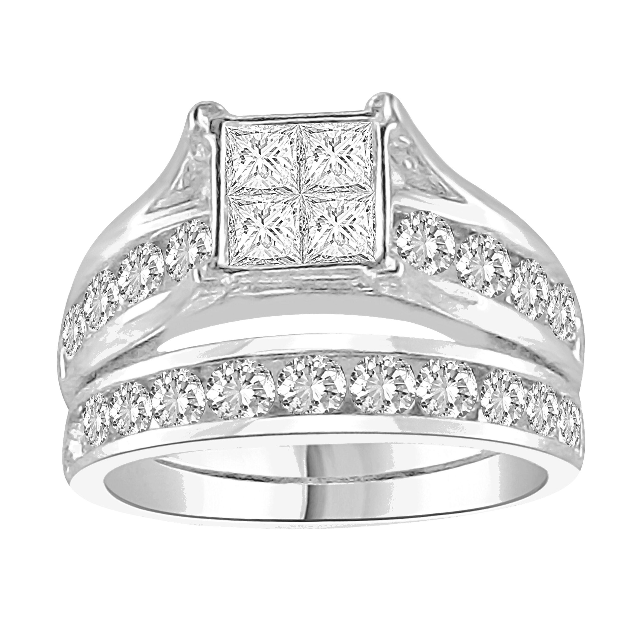 LADIES BRIDAL SET 0.50CT ROUND/PRINCESS DIAMOND 10K WHITE GOLD 1 LADIES BRIDAL SET 0.50CT ROUND/PRINCESS DIAMOND 10K WHITE GOLD - Image 1