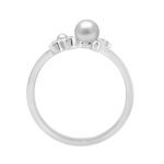 Sterling Silver 0.10Ct Round Diamond & White Pearl Cluster Ring Elegant Ladies Fashion & Engagement Ring - Image 2
