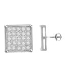0.15Ct Round Diamond Square Cluster Yuva Earrings Sterling Silver Stylish Men’S Fashion Fashion Earrings