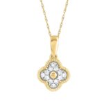 LADIES PENDANT WITH CHAIN 0.15CT ROUND DIAMOND 14K YELLOW GOLD