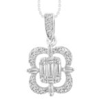 LADIES PENDANT 0.25CT ROUND/BAGUETTE DIAMOND 14K WHITE GOLD (SI QUALITY)