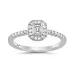 LADIES RING 0.33CT EMERALD/ROUND DIAMOND 14K WHITE GOLD