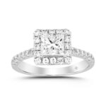 LADIES RING 3/4CT ROUND/PRINCESS DIAMOND 14K WHITE GOLD (CENTER STONE PRINCESS DIAMOND 1/2CT)