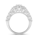 LADIES RING 3CT ROUND/OVAL DIAMOND 14K WHITE GOLD (CENTER STONE OVAL DIAMOND 1CT ) - Image 2