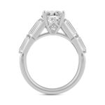LADIES RING 3CT ROUND/OVAL/BAGUETTE DIAMOND 14K WHITE GOLD (CENTER STONE OVAL DIAMOND 2CT ) - Image 2