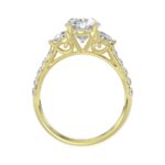 LADIES RING 3CT ROUND/OVAL/HALF MOON DIAMOND 14K YELLOW GOLD (CENTER STONE OVAL DIAMOND 2CT ) - Image 2