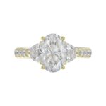 LADIES RING 3CT ROUND/OVAL/HALF MOON DIAMOND 14K YELLOW GOLD (CENTER STONE OVAL DIAMOND 2CT ) - Image 5