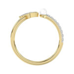 Women’S 10K Yellow Gold Letter “V” Diamond & Pearl Ring 0.10Ct Round Diamond Fine Jewelry - Image 2