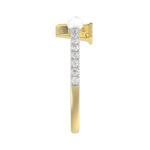 Women’S 10K Yellow Gold Letter “V” Diamond & Pearl Ring 0.10Ct Round Diamond Fine Jewelry - Image 3