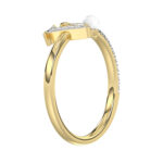 Women’S 10K Yellow Gold Letter “V” Diamond & Pearl Ring 0.10Ct Round Diamond Fine Jewelry - Image 4