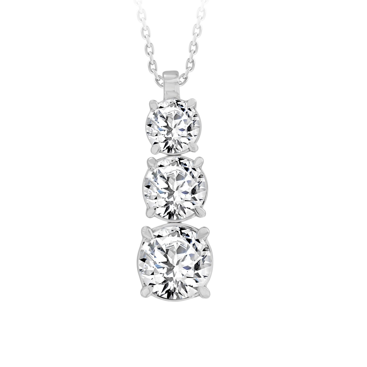 LADIES PENDANT WITH CHAIN 4CT ROUND DIAMOND 14K WHITE GOLD 1 LADIES PENDANT WITH CHAIN 4CT ROUND DIAMOND 14K WHITE GOLD - Image 1