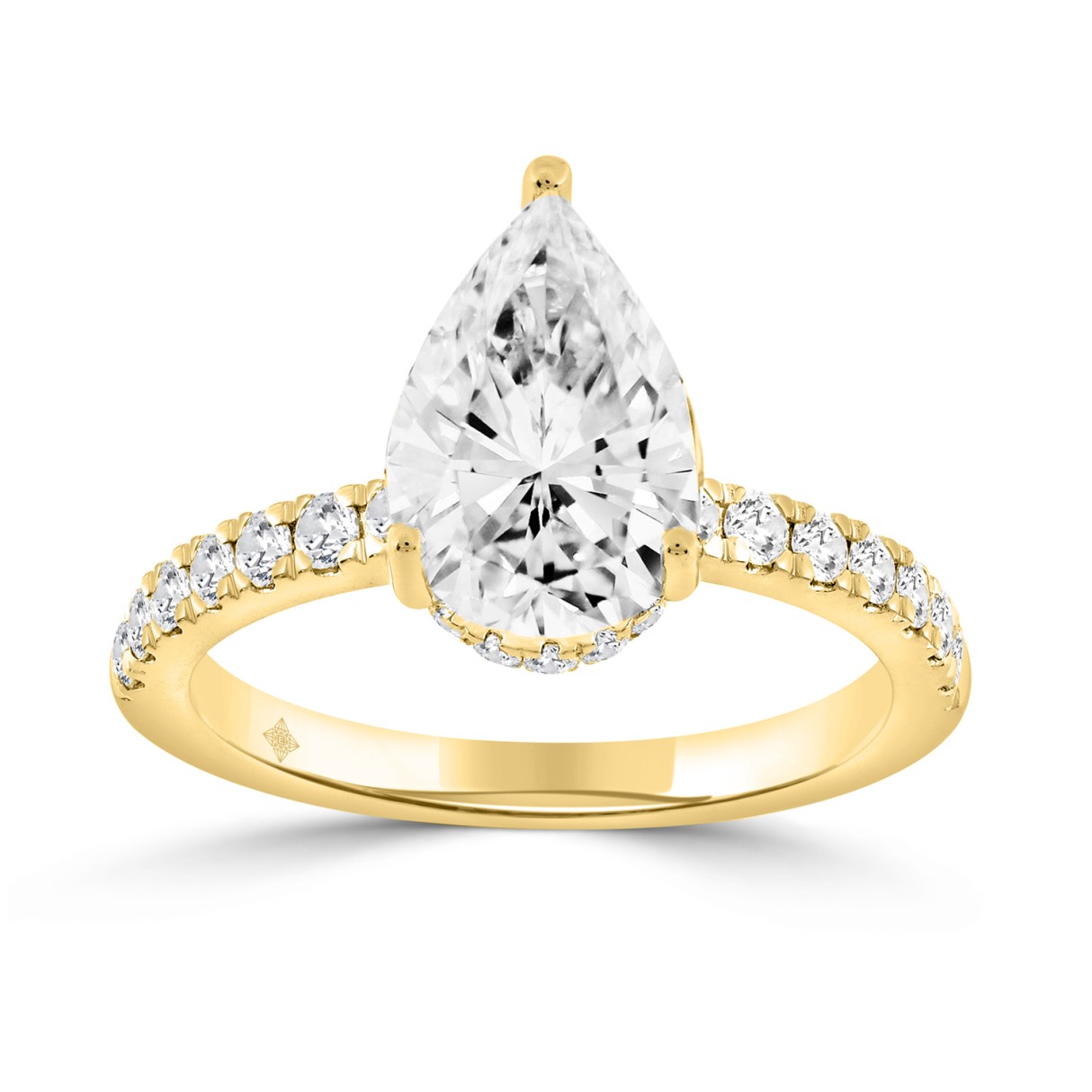 14K YELLOW GOLD 1/2CT ROUND/PEAR DIAMOND LADIES RING (CENTER STONE PEAR DIAMOND 2CT) 1 14K YELLOW GOLD 1/2CT ROUND/PEAR DIAMOND LADIES RING (CENTER STONE PEAR DIAMOND 2CT) - Image 1