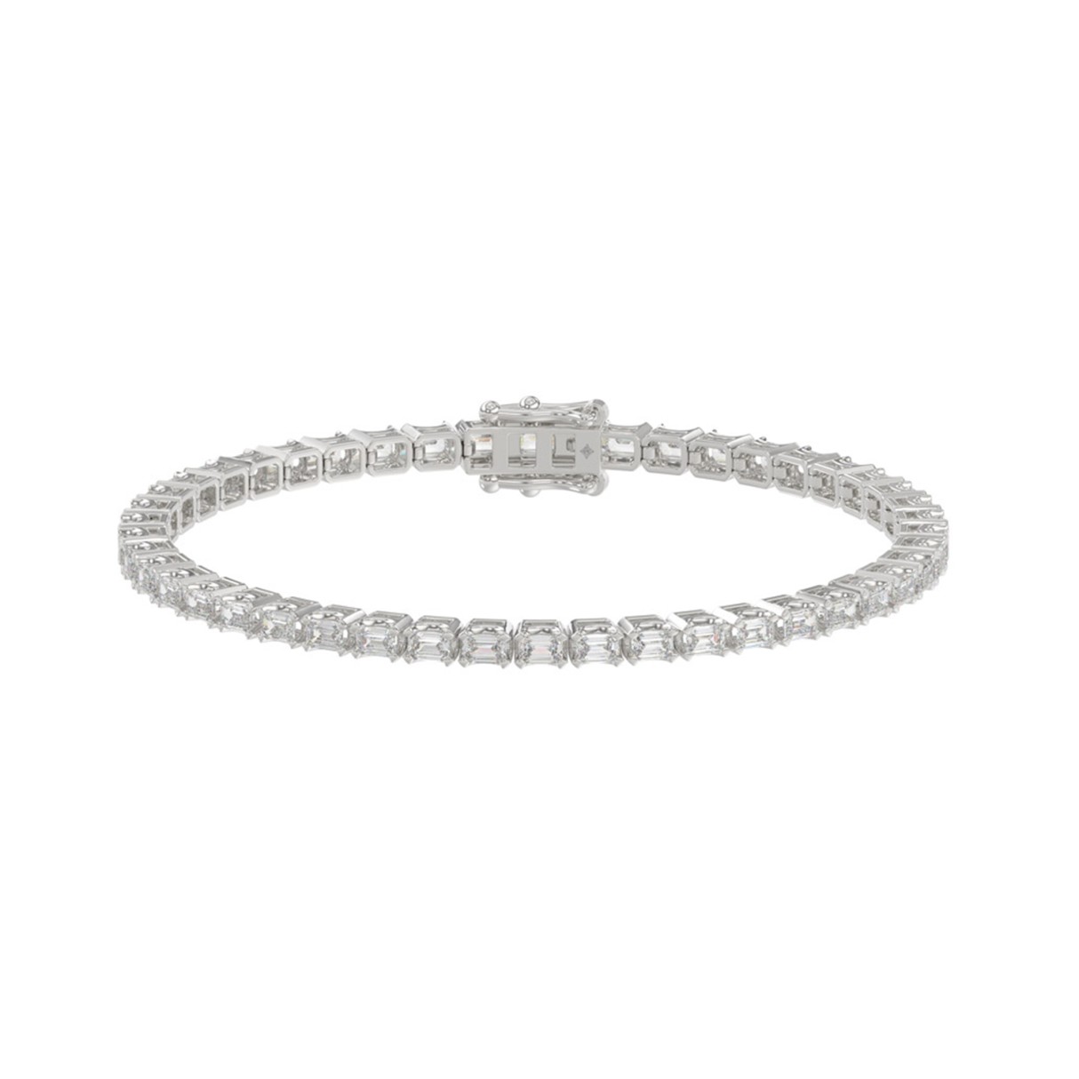 Luxury Emerald Shape Diamond Ladies Tennis Bracelet in 14K White Gold 4 1/2CT (Color F-G -Clarity VS1/VS2) 1 Luxury Emerald Shape Diamond Ladies Tennis Bracelet in 14K White Gold 4 1/2CT (Color F-G -Clarity VS1/VS2) - Image 1