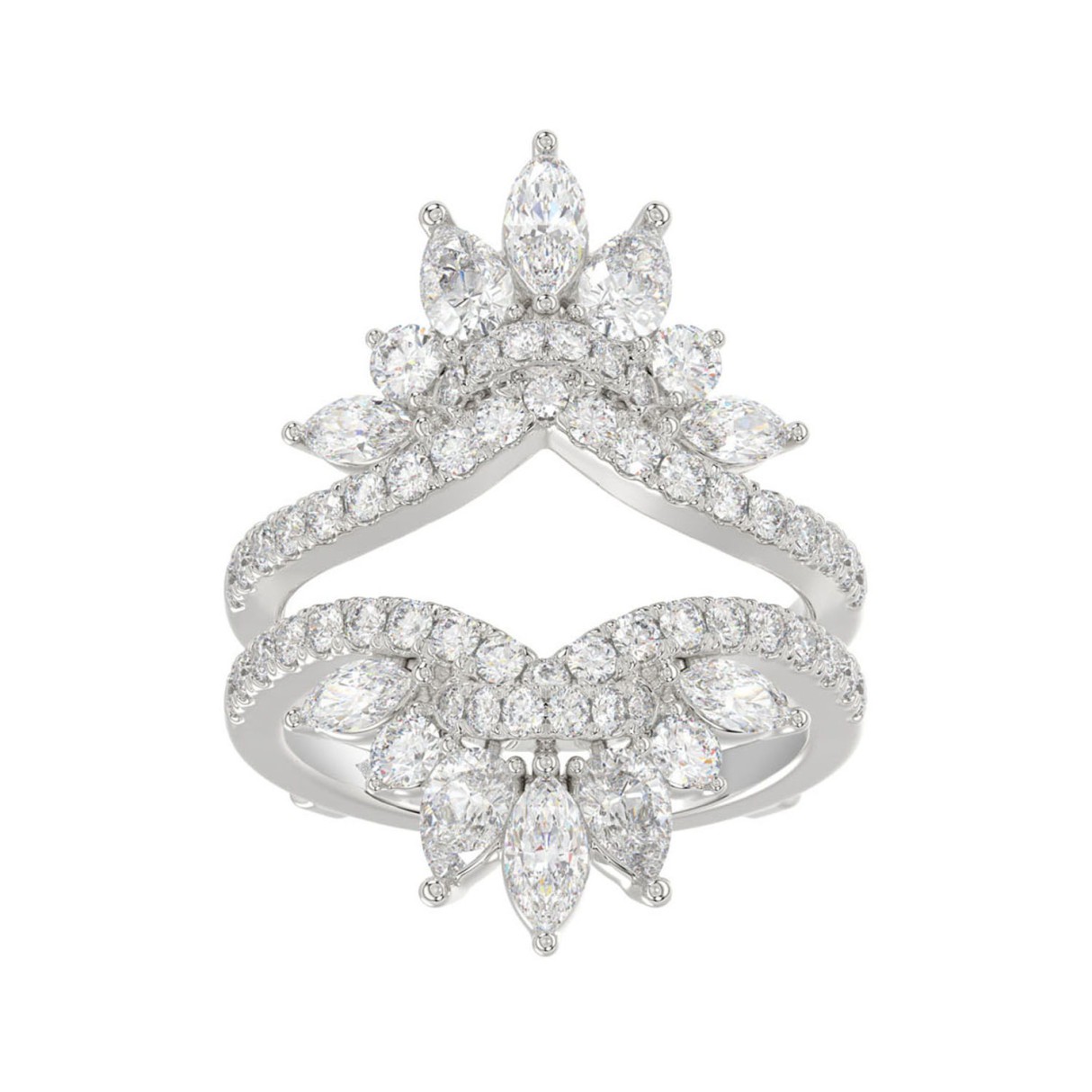 LADIES ENHANCERS RING 2 1/4CT ROUND/PEAR/MARQUISE DIAMOND 14K WHITE GOLD 1 LADIES ENHANCERS RING 2 1/4CT ROUND/PEAR/MARQUISE DIAMOND 14K WHITE GOLD - Image 1