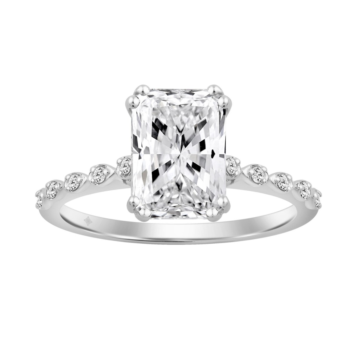 14K WHITE GOLD 3.00CT ROUND/RADIANT DIAMOND LADIES RING (CENTER STONE RADIANT DIAMOND 3CT) 1 14K WHITE GOLD 3.00CT ROUND/RADIANT DIAMOND LADIES RING (CENTER STONE RADIANT DIAMOND 3CT) - Image 1