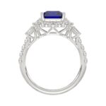 14K WHITE GOLD 4 1/2CT ROUND/EMERALD DIAMOND LADIES RING (CENTER STONE EMERALD BLUE SAPPHIRE DIAMOND 3CT) - Image 3