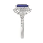 14K WHITE GOLD 4 1/2CT ROUND/EMERALD DIAMOND LADIES RING (CENTER STONE EMERALD BLUE SAPPHIRE DIAMOND 3CT) - Image 2