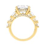 14K Yellow Gold Emerald Cut Diamond Hidden Halo Engagement Ring With Round Diamonds 5.00Ct Women Bridal Ring 3.00Ct Round Center Stone (Color F-G -Cla - Image 2