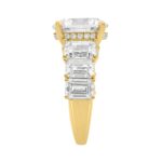 14K Yellow Gold Emerald Cut Diamond Hidden Halo Engagement Ring With Round Diamonds 5.00Ct Women Bridal Ring 3.00Ct Round Center Stone (Color F-G -Cla - Image 3