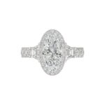 21K PLATINUM LADIES RING 3 1/4CT ROUND/ELONGATED OVAL/TRAPEZOID/BAGUETTE DIAMOND (CENTER STONE ELONGATED OVAL DIAMOND 2CT) - Image 2