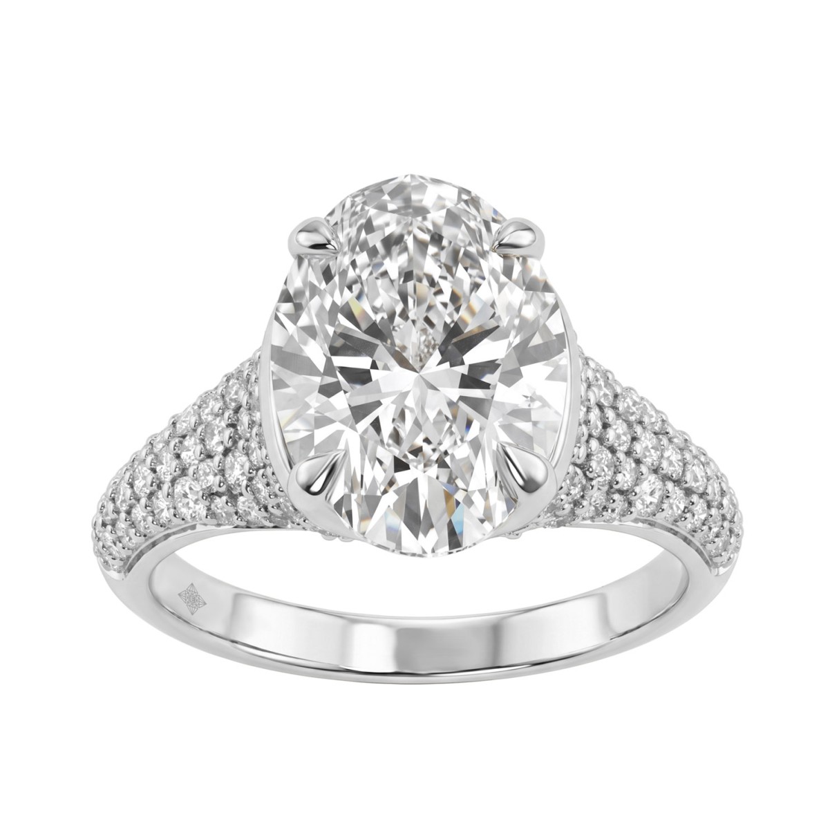 14K White Gold Oval & Round Diamond Engagement Ring For Ladies 4 1/2Ct Ring 4Ct Oval Center Stone (Color F-G -Clarity Vs1/Vs2) 1 14K White Gold Oval & Round Diamond Engagement Ring For Ladies 4 1/2Ct Ring 4Ct Oval Center Stone (Color F-G -Clarity Vs1/Vs2) - Image 1