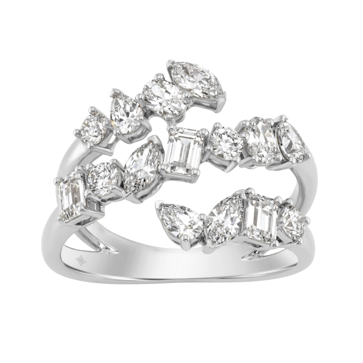 Elegant 14K White Gold 1 1/2Ct Diamond Ring Mixed Cuts: Round, Marquise, Pear, Emerald & Oval, Women Fashion Jewelry (Color F-G -Clarity Vs1/Vs2) 1 Elegant 14K White Gold 1 1/2Ct Diamond Ring Mixed Cuts: Round, Marquise, Pear, Emerald & Oval, Women Fashion Jewelry (Color F-G -Clarity Vs1/Vs2) - Image 1