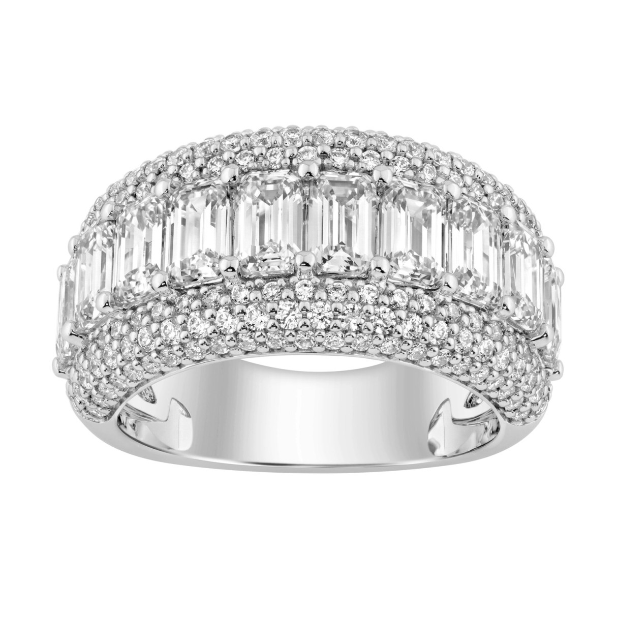 Elegant 14K White Gold Ladies Ladies Ring 3 1/4Ct Round & Emerald Cut Diamonds 1 Elegant 14K White Gold Ladies Ladies Ring 3 1/4Ct Round & Emerald Cut Diamonds - Image 1
