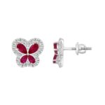 14K WHITE GOLD 1 1/2CT ROUND/PEAR DIAMOND LADIES EARRINGS (RUBY PEAR) - Image 2