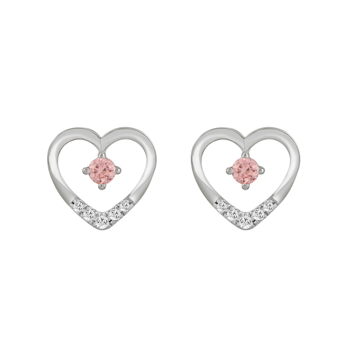 ETERNAL BLUSH COLLECTION LADIES EARRINGS 1/3CT ROUND DIAMOND 14K WHITE GOLD (CENTER STONE PINK ROUND DIAMOND 1/5CT) 1 ETERNAL BLUSH COLLECTION LADIES EARRINGS 1/3CT ROUND DIAMOND 14K WHITE GOLD (CENTER STONE PINK ROUND DIAMOND 1/5CT) - Image 1