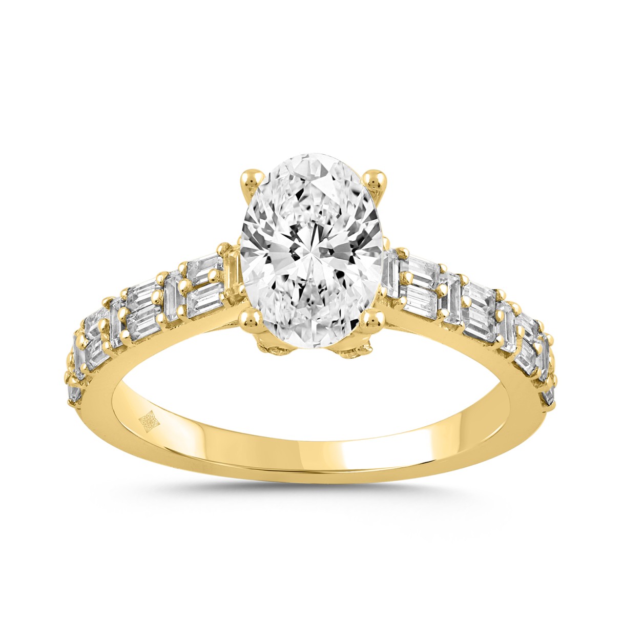 LADIES RING 2 1/2CT ROUND/BAGUETTE/OVAL DIAMOND 14K YELLOW GOLD (CENTER STONE OVAL DIAMOND 2.00CT) 1 LADIES RING 2 1/2CT ROUND/BAGUETTE/OVAL DIAMOND 14K YELLOW GOLD (CENTER STONE OVAL DIAMOND 2.00CT) - Image 1