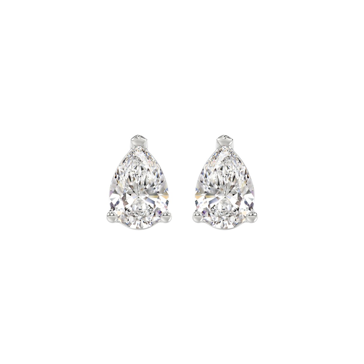 LADIES SOLITAIRE EARRINGS 2CT PEAR DIAMOND 14K WHITE GOLD 1 LADIES SOLITAIRE EARRINGS 2CT PEAR DIAMOND 14K WHITE GOLD - Image 1