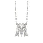 14K WHITE GOLD 1 5/8CT FANCY CUT ALPHABET DIAMOND LADIES PENDANT WITH CHAIN