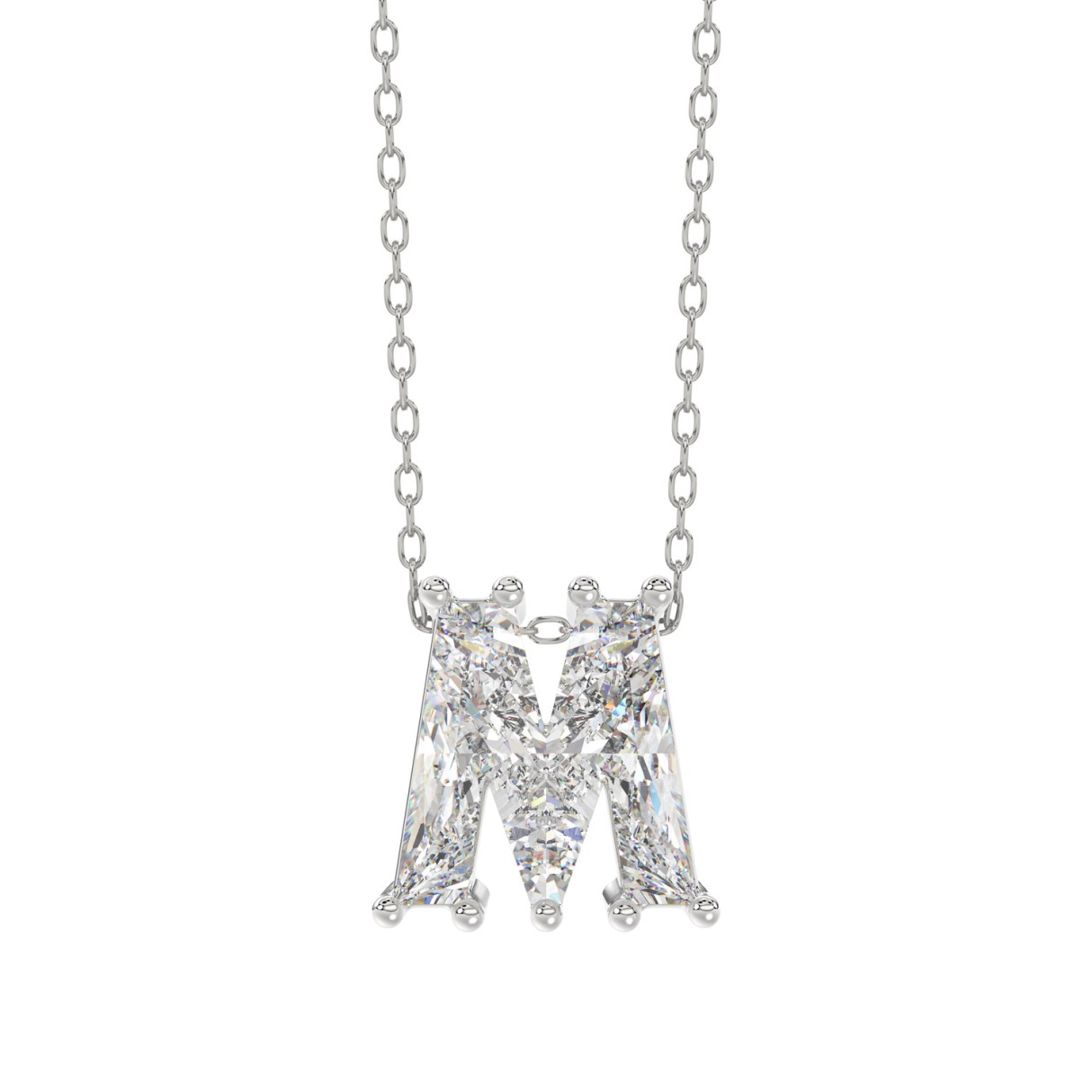 14K WHITE GOLD 1 5/8CT FANCY CUT ALPHABET DIAMOND LADIES PENDANT WITH CHAIN 1 14K WHITE GOLD 1 5/8CT FANCY CUT ALPHABET DIAMOND LADIES PENDANT WITH CHAIN - Image 1