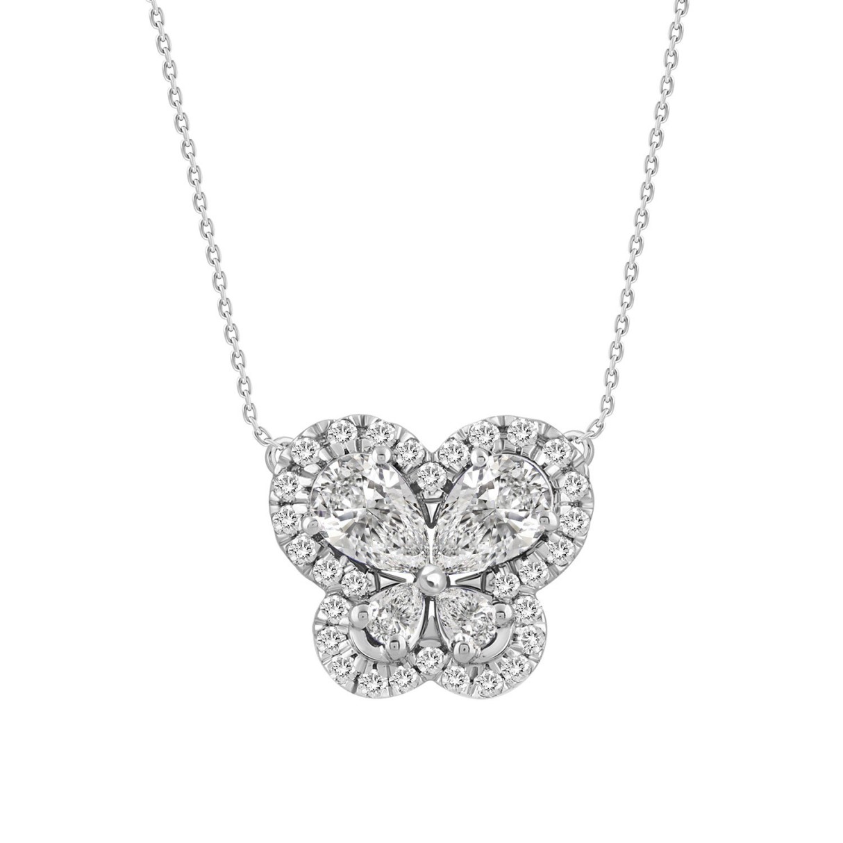 14K WHITE GOLD 1.00CT ROUND/PEAR DIAMOND LADIES PENDANT 1 14K WHITE GOLD 1.00CT ROUND/PEAR DIAMOND LADIES PENDANT - Image 1