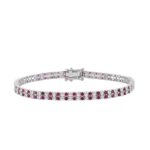 14K WHITE GOLD 5 3/4CT ROUND/RUBY ROUND DIAMOND LADIES BRACELET (RUBY ROUND DIAMOND 2 3/4CT)