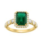 14K YELLOW GOLD 3 1/4CT ROUND/EMERALD DIAMOND LADIES RING (CENTER STONE GREEN EMERALD DIAMOND 2 1/2CT)