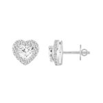 14K WHITE GOLD1 3/8CT ROUND / HEART DIAMOND LADIES EARRINGS (CENTER STONE HEART DIAMOND 1CT ) - Image 3