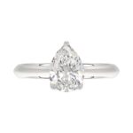 LADIES SOLITAIRE RING 2CT PEAR DIAMOND 14K WHITE GOLD - Image 2