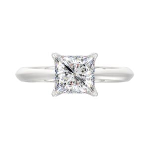 LADIES SOLITAIRE RING 2CT PRINCESS DIAMOND 14K WHITE GOLD - Image 3