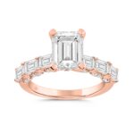 14K ROSE GOLD 4 1/2CT ROUND/EMERALD DIAMOND LADIES RING (CENTER STONE EMERALD DIAMOND 3CT)