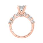 14K ROSE GOLD 4 1/2CT ROUND/EMERALD DIAMOND LADIES RING (CENTER STONE EMERALD DIAMOND 3CT) - Image 2