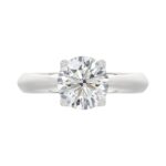 LADIES SOLITAIRE RING 2CT ROUND DIAMOND 14K WHITE GOLD