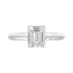 LADIES SOLITAIRE RING 2CT EMERALD DIAMOND 14K WHITE GOLD - Image 5